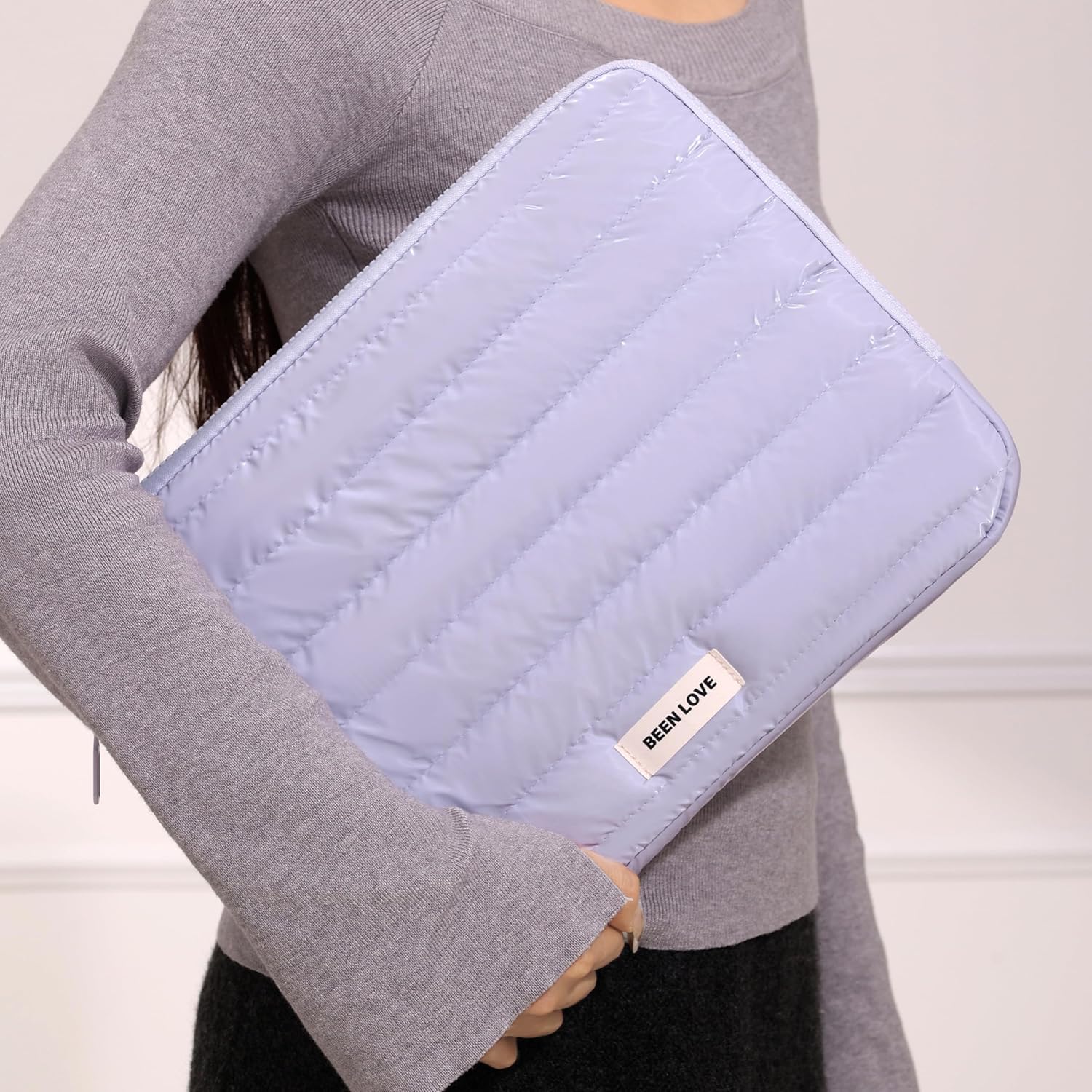 Teryeefi Laptop Sleeve Bag 15 Inch, Fashion Waterproof Puffy Soft Laptop Carrying Case for MacBook Air Pro 15 inch, Dell, Asus, HP 15 inch Laptop Device- Purple