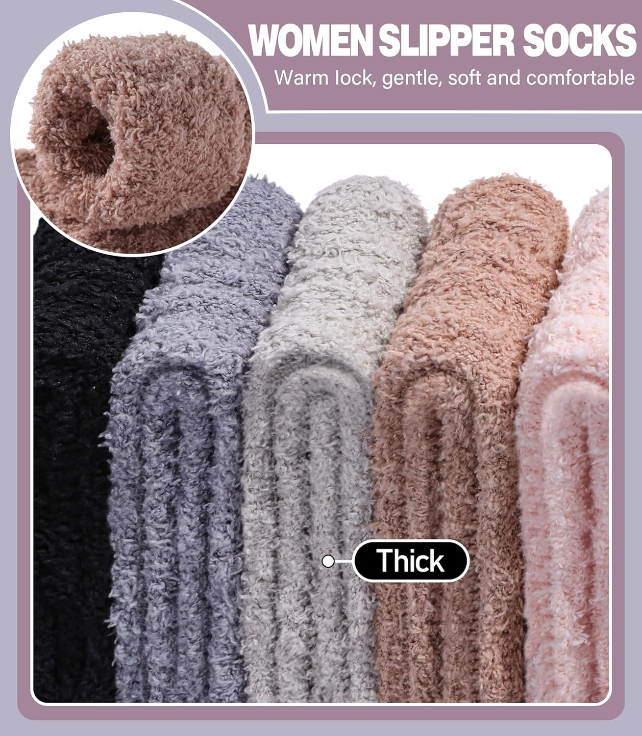 LANLEO Fuzzy Socks for Women Soft Cozy Fluffy Slipper Winter Warm Microfiber Plush Sleeping Socks - Image 3