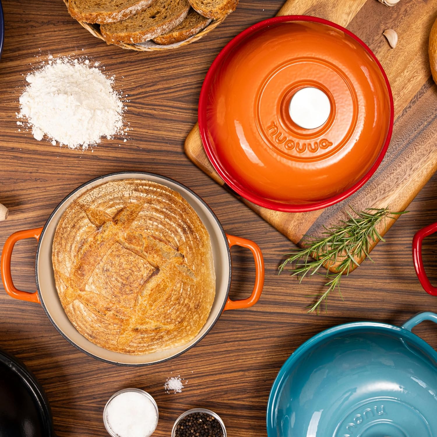 Enamelled Cast Iron Dutch Oven Pot – Dutch Oven For Sourdough Bread Baking – Cast Iron Bread Pot – Dark Blue, 6 Quarts, 26cm – by Nuovva - Image 7