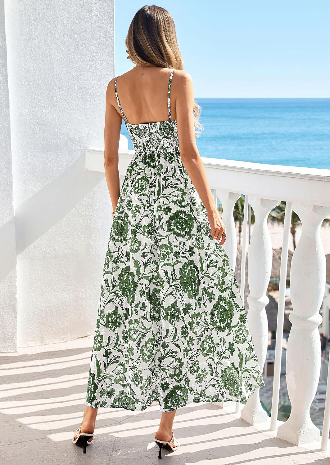 PRETTYGARDEN Womens 2026 Spring Boho Maxi Dress Eyelet Floral Long Flowy Sundresses Summer Beach Vacation Clothes