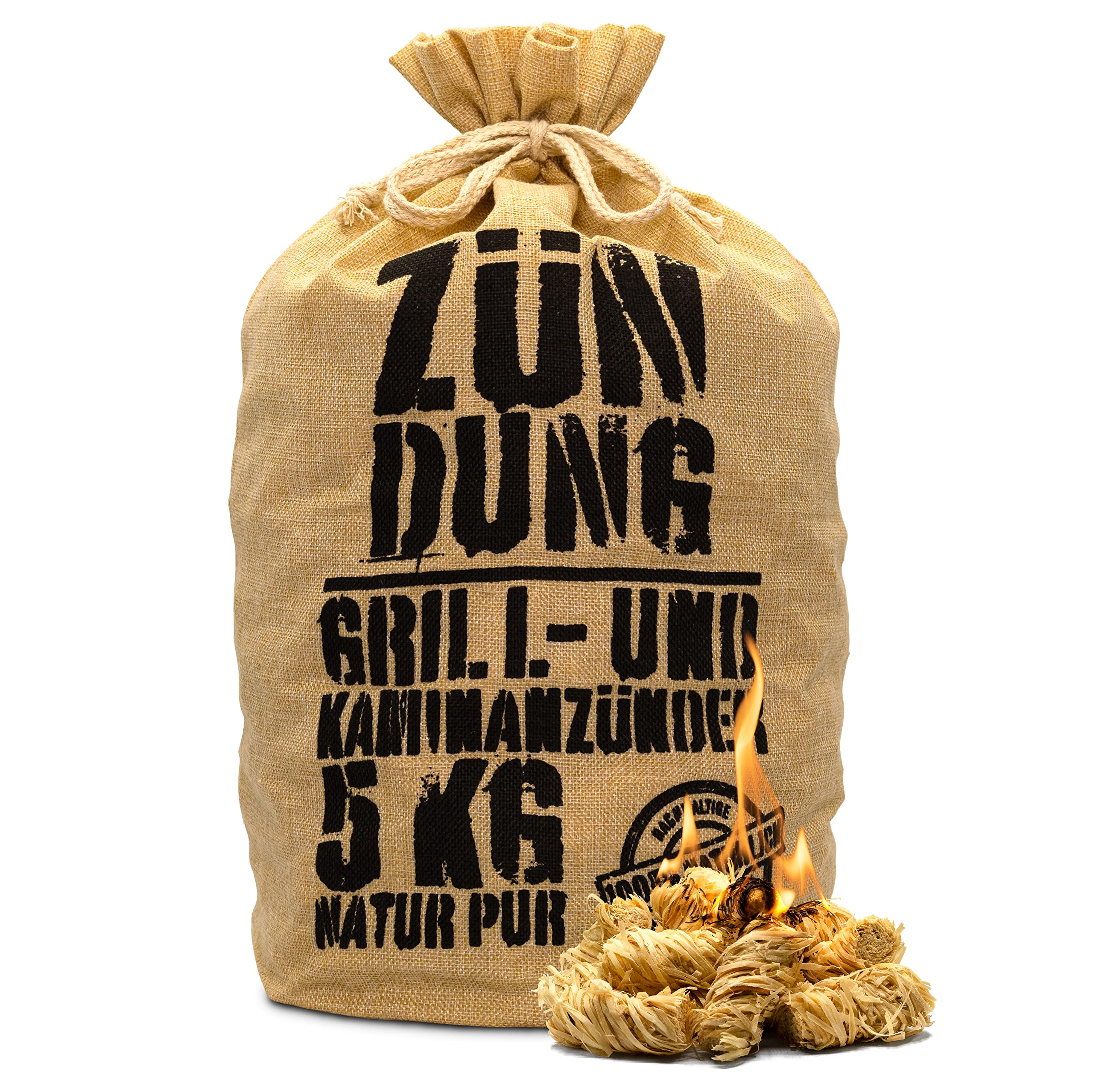 ZÜNDUNG Grill- und Kaminanzünder 5 kg Holzwolle Wachs, 100% nachhaltige Bio Grillanzünder Holzwolle, Feueranzünder, Holzanzünder (Grill-, Kamin- & Ofenanzünder)