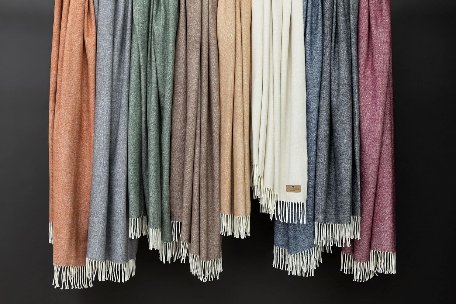 Lands Downunder All-Season, Luxury Hunter Herringbone Throw– Soft Woven Throw with Decorative Fringe – Made in Italy – 51”W x 67”L - Over 80 Colors - Perfect for Gifting