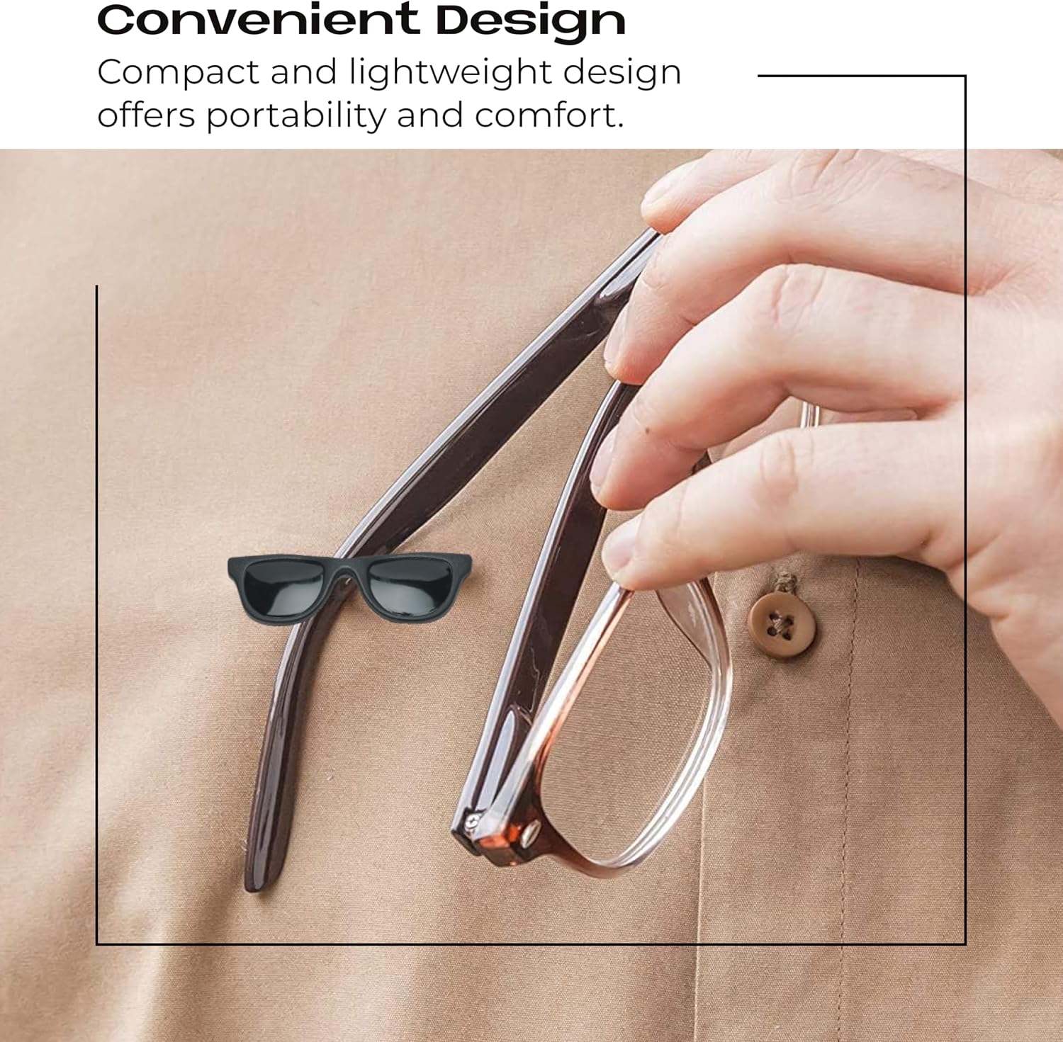Readerest Magnetic Eyeglass Holders, Eyewear Accessory for Readers, Sunglasses, ID & Work Badges, Gift for Dad & Grandpa, USA Made (Black Shades) image 4