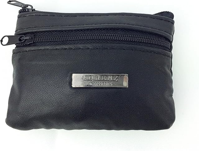 Mens Ladies Soft Black Leather Coin Pouch Purse Wallet