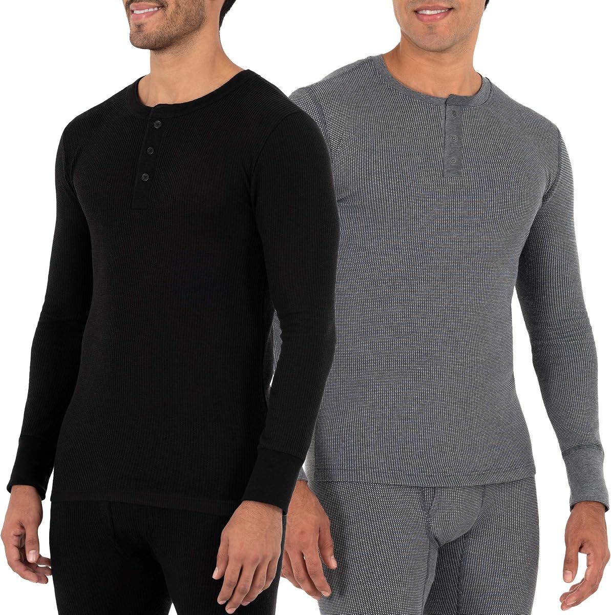 Men's Recycled Waffle Thermal Underwear Henley Top