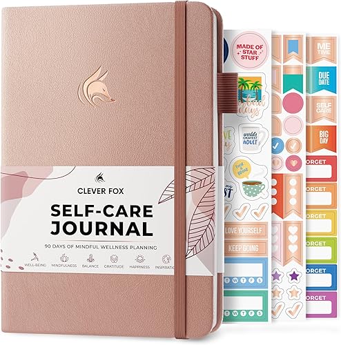 Clever Fox Diario de autocuidado - Cuaderno de reflexión diaria - Planificador de salud mental y desarrollo personal, registro de meditación y