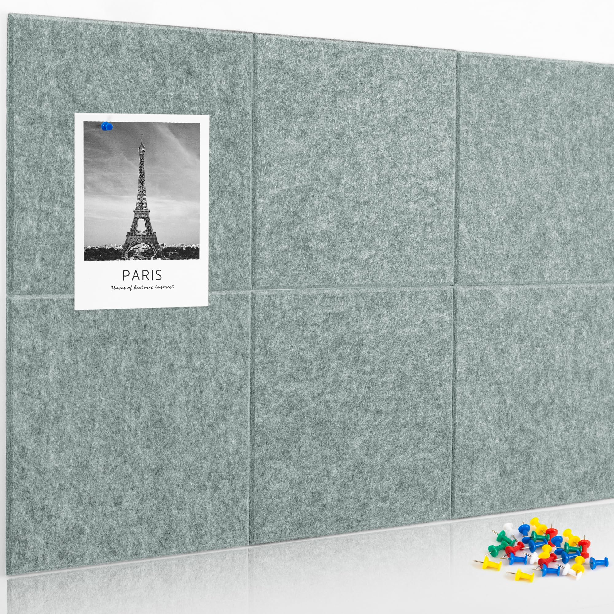 AKTOP Cork Board Bulletin Board 24"x36", 6 Pack Removable Felt Cork Board Tiles for Wall, Large Corkboard Notice Pin Board for Office, School & Home,