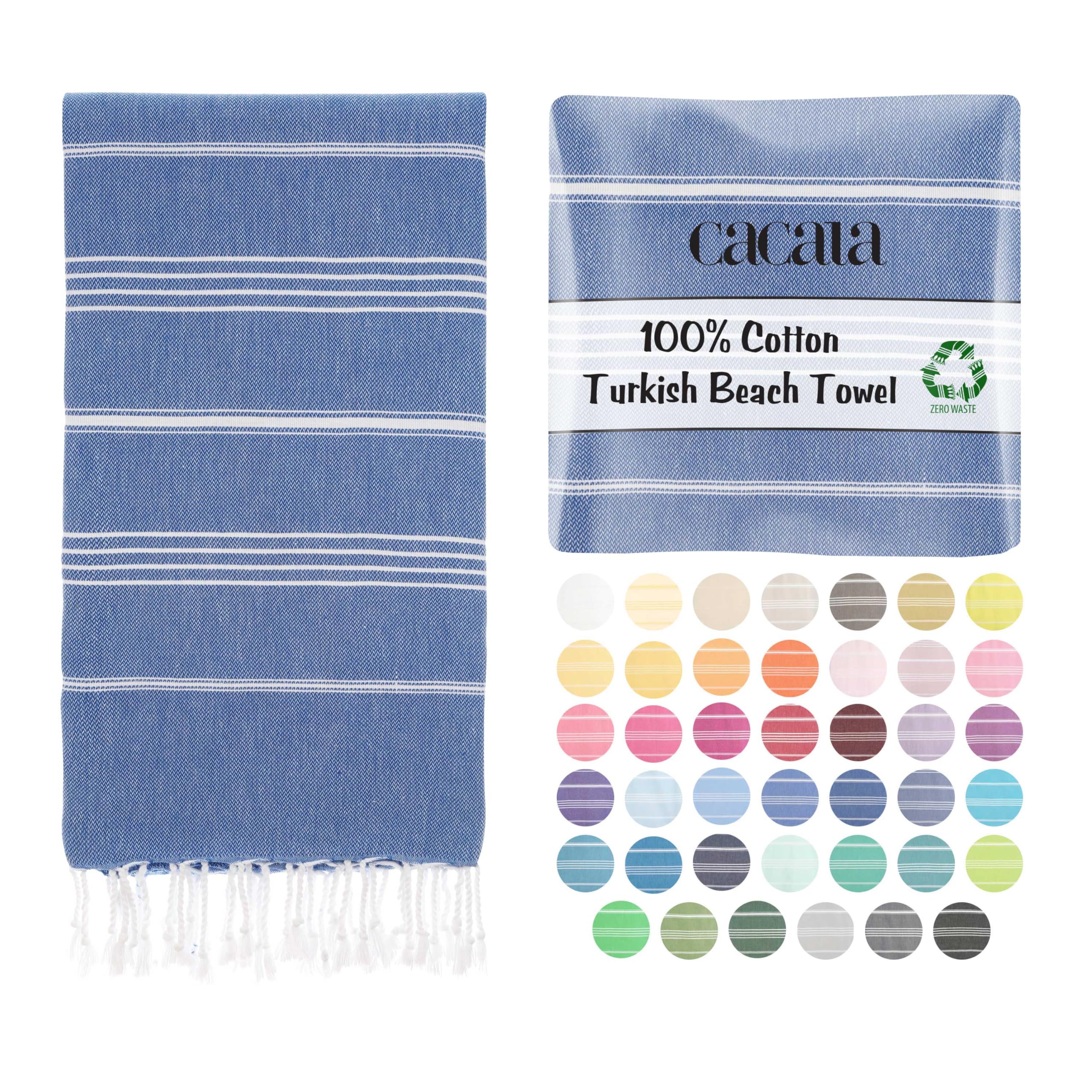 Cacala Lightweight and Thin Turkish Beach Towel 100% Cotton Sand-Free and Quick-Drying Goodness Perfect as an Extra Large Travel Towel, Beach