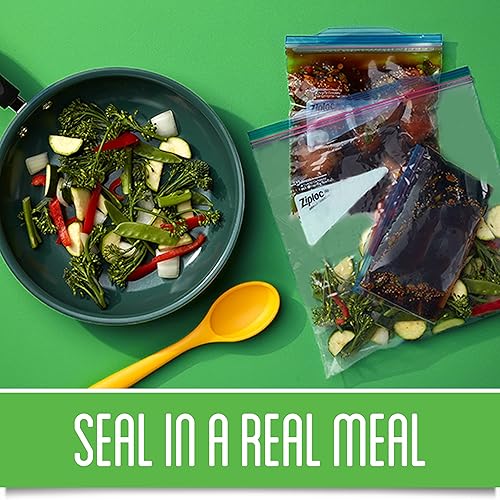 Miniatura 4 de Ziploc Bolsas de congelador para almacenamiento de alimentos de cuarto de galón, tecnología Grip 'n Seal para un agarre más fácil, apertura y