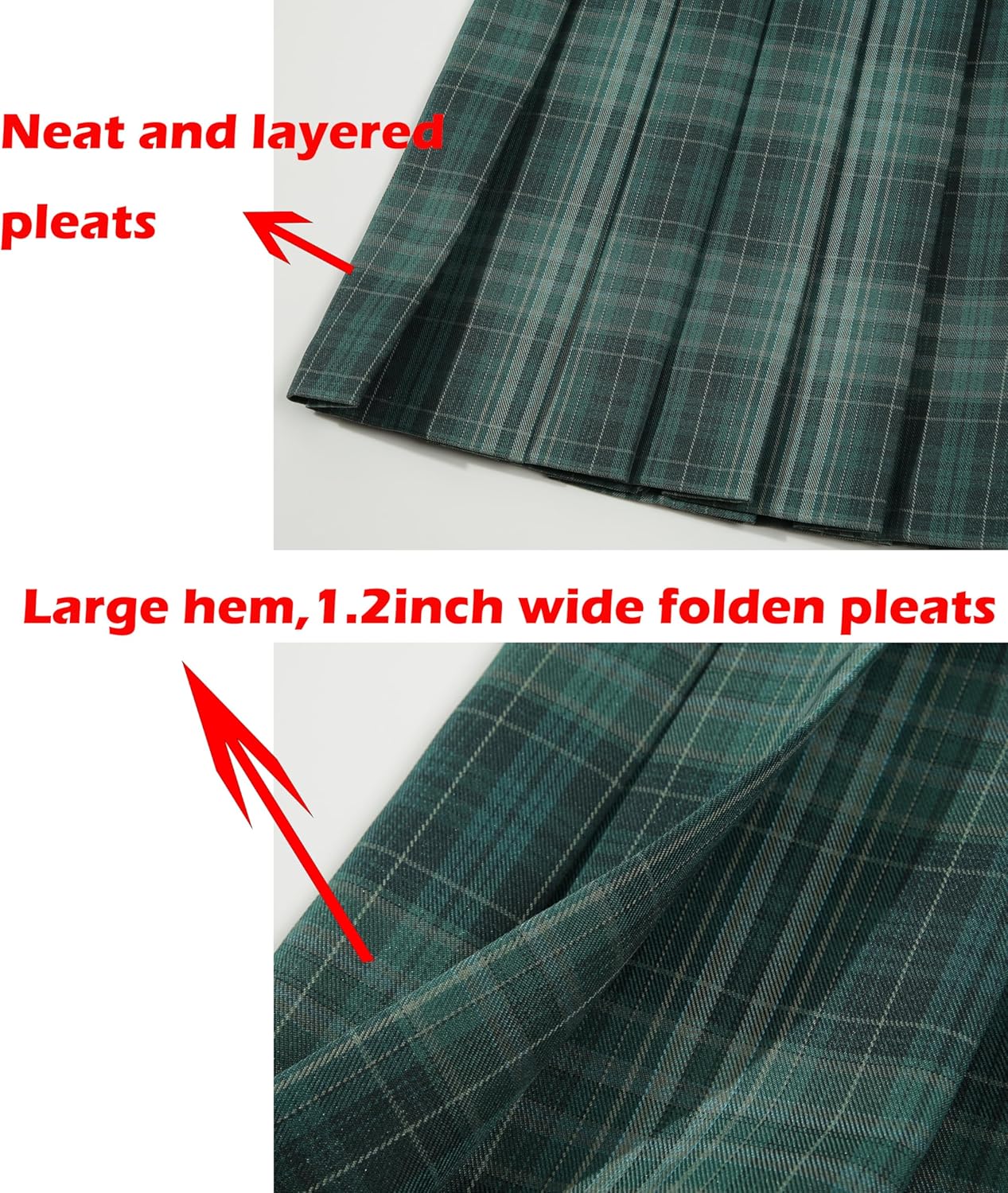 Women's Girls Plaid Pleated Adjustable Waist High Skirts