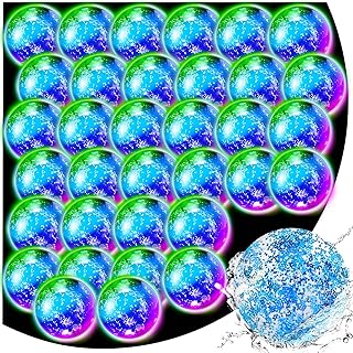 Ceenna 36 Pcs Light Up Beach Ball 8 Inch LED Beach Ball Inflatable Glitter Confetti Beach Ball Glow in The Dark Beach Balls Transparent Beach Balls for Summer Beach, Pool and Party Favor