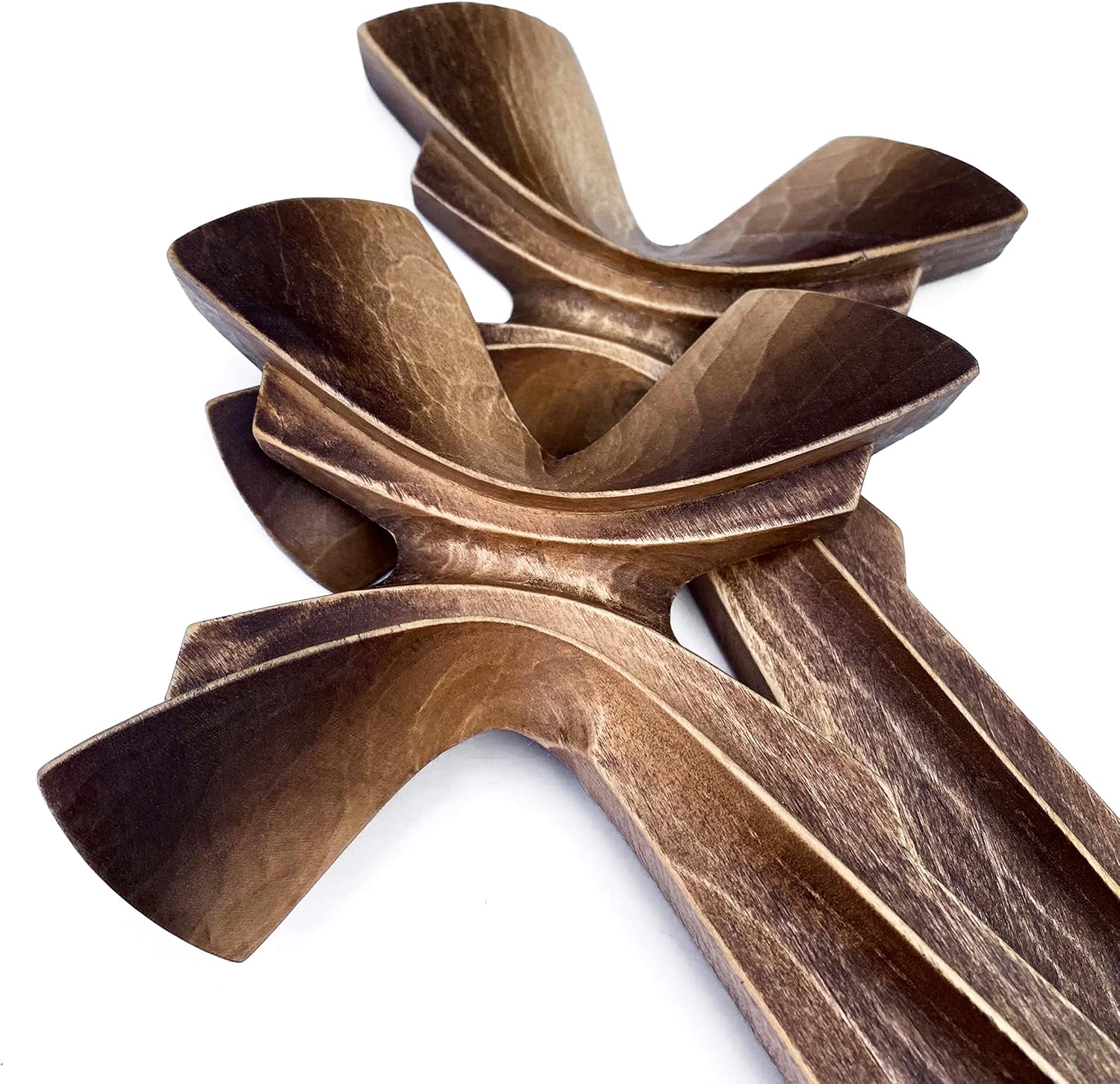 Wooden Hand Carved Hanging Cross for Wall Decor, Handmade Large Crucifix Wall, Christian Religious Cross (7.87, brown)