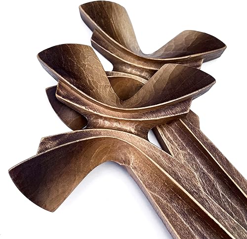 Miniatura 3 de Wooden Hand Carved Cross for Wall Decor, Large Crucifix Wall Art Handmade (7.87, clear)