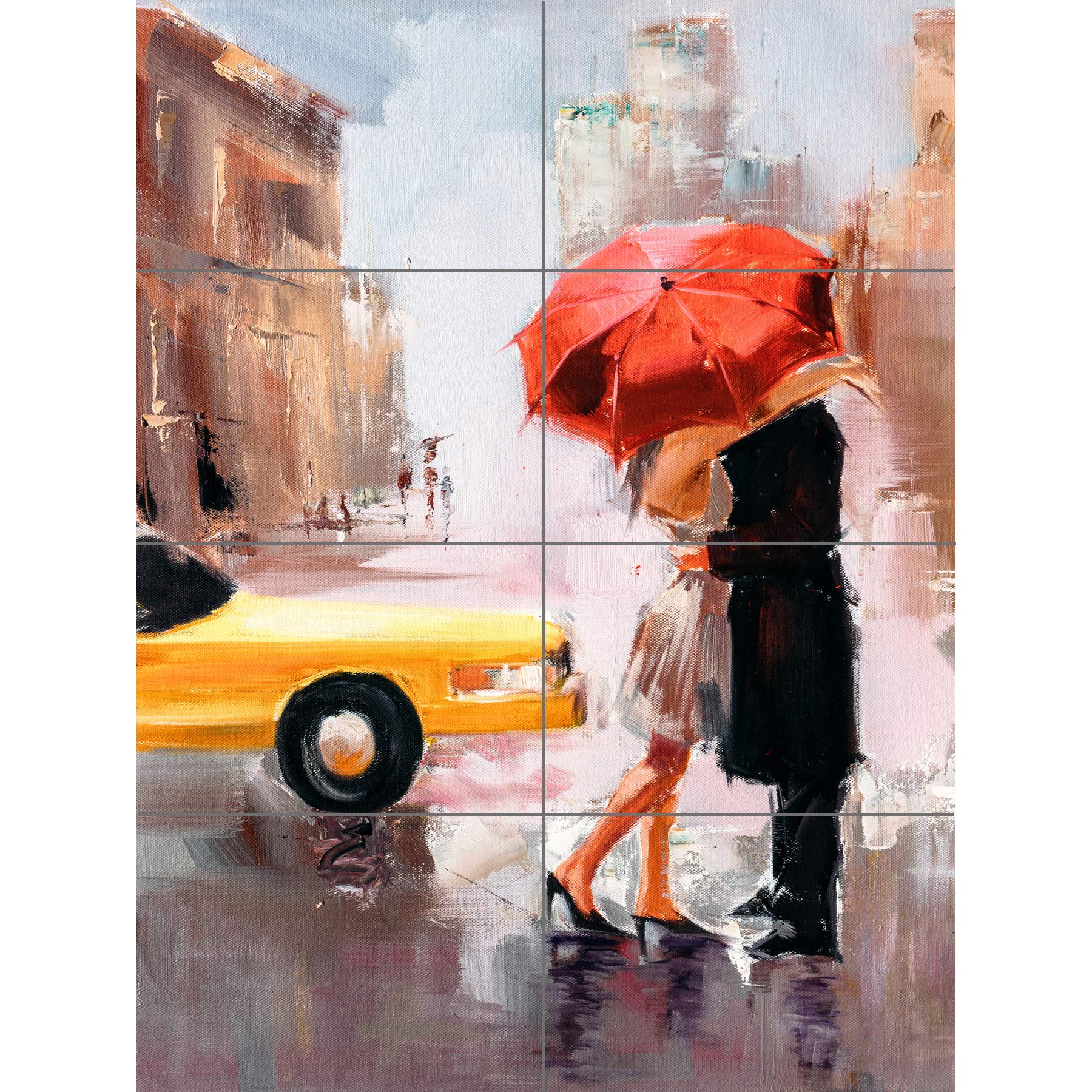 Artery8 People Kissing Umbrella City XL Giant Panel Poster (8 Sections)