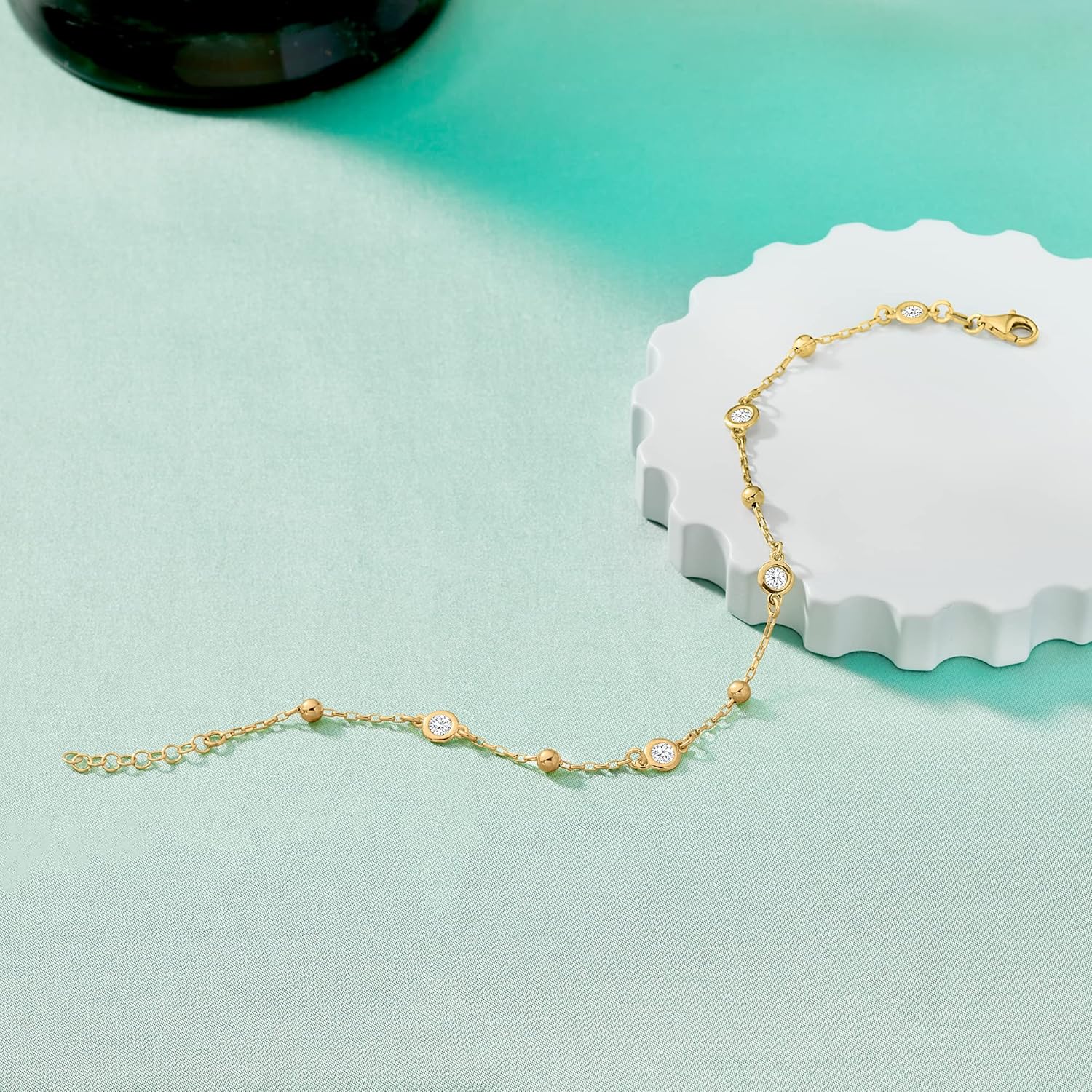 Ross-Simons Italian 1.15 ct. t.w. Bezel-Set CZ Station Anklet - Image 3