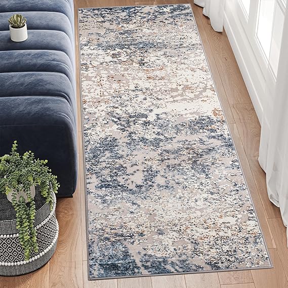 Art&Tuft Runner Rug 2'6x8' AntiSlip Backing Abstract