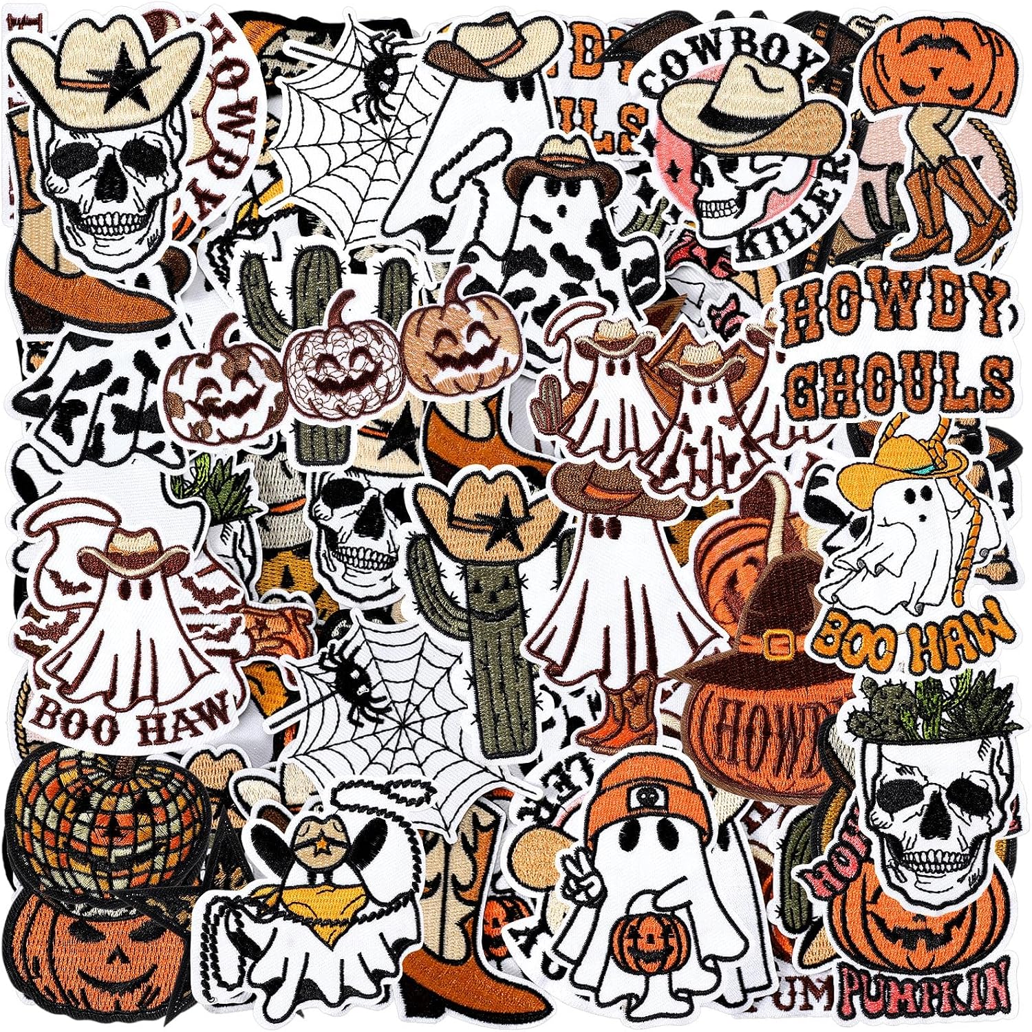 Suncalla 72 Pcs Halloween Iron on Patches Chenille Embroidered Appliques