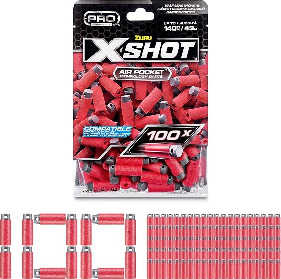 XSHOT Proシリーズ ハーフレングス エアポケットテクノロジー ダーツ100本パック ブラスター、子供のおもちゃの銃弾