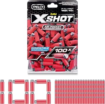 XSHOT Proシリーズ ハーフレングス エアポケットテクノロジー ダーツ100本パック ブラスター、子供のおもちゃの銃弾