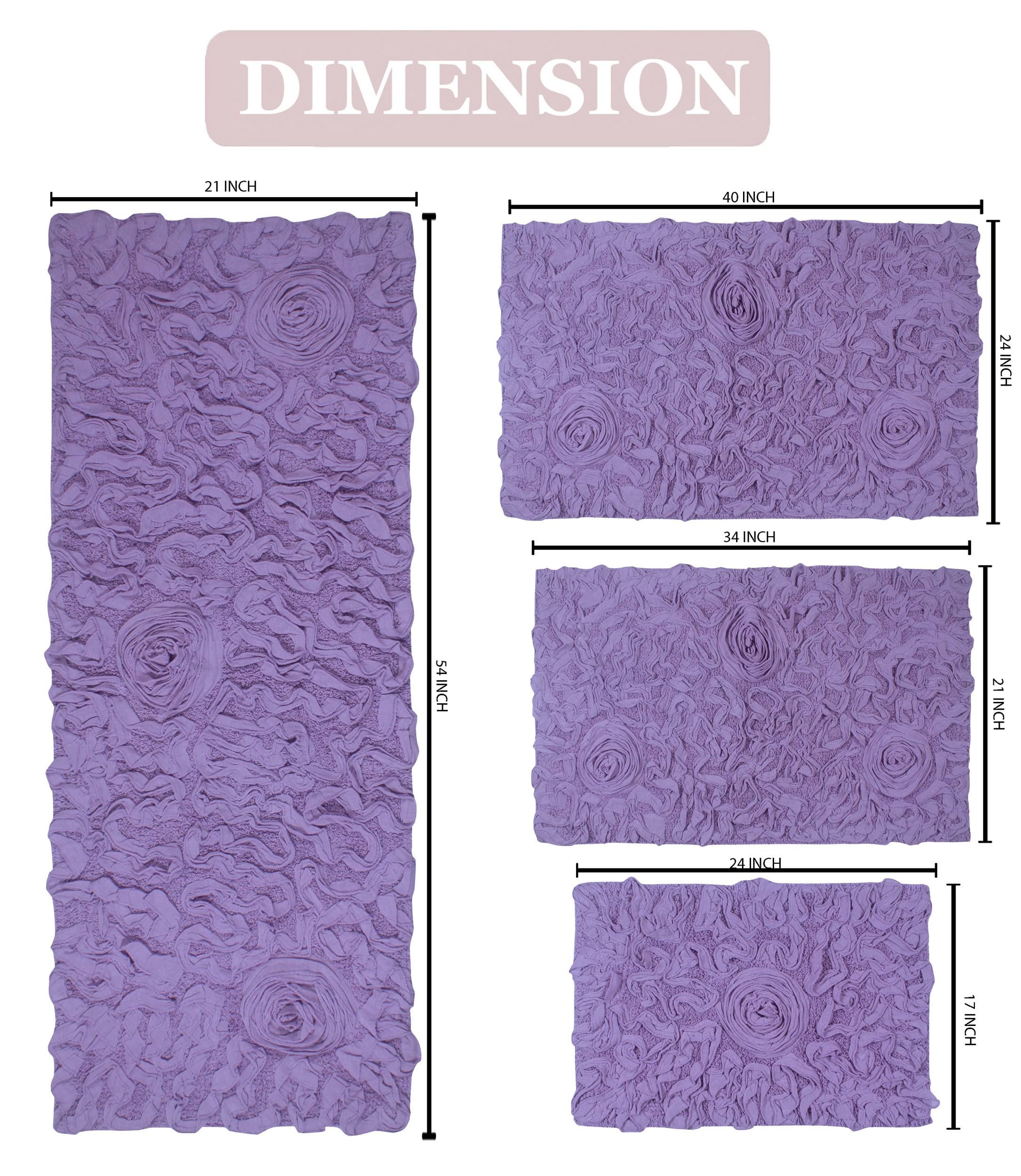 Home Weavers Tappeto da bagno trapuntato, collezione Bell Flower, 100% cotone, tappeti da bagno extra morbidi e assorbenti, tappetini da bagno antiscivolo, lavabili in lavatrice, set da 4 pezzi con