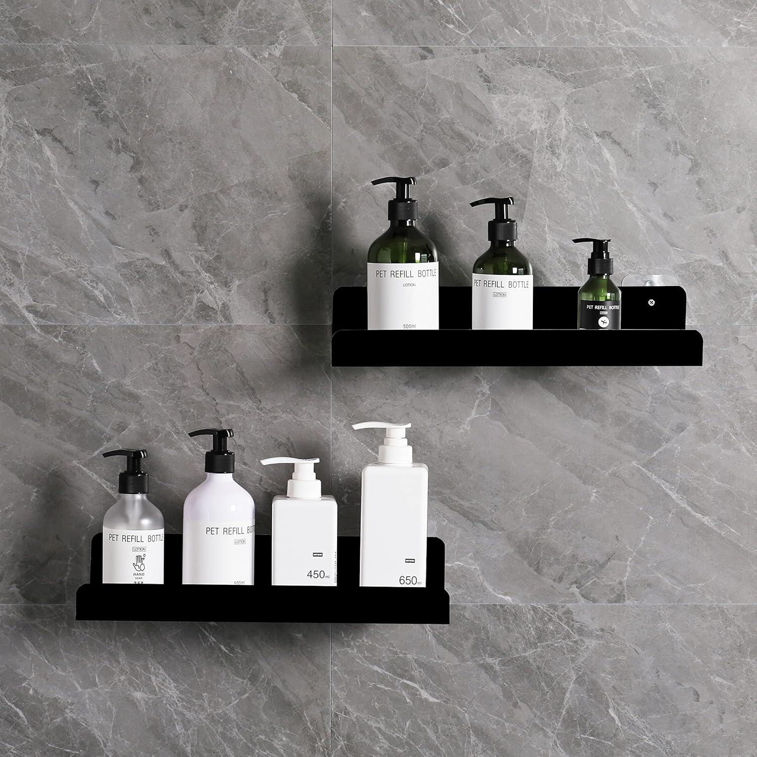 Sooyee 6 Pack Black Floating Shelves, 15 Inch Acrylic Shelves, Wall Mounted Bookshelf, Invisible Picture Ledge Display Shelves