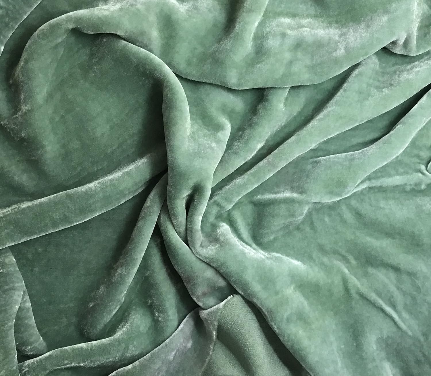 Hand Dyed Silk Velvet Fabric -Fat 1/4 18x22- (Sage Leaf Green)
