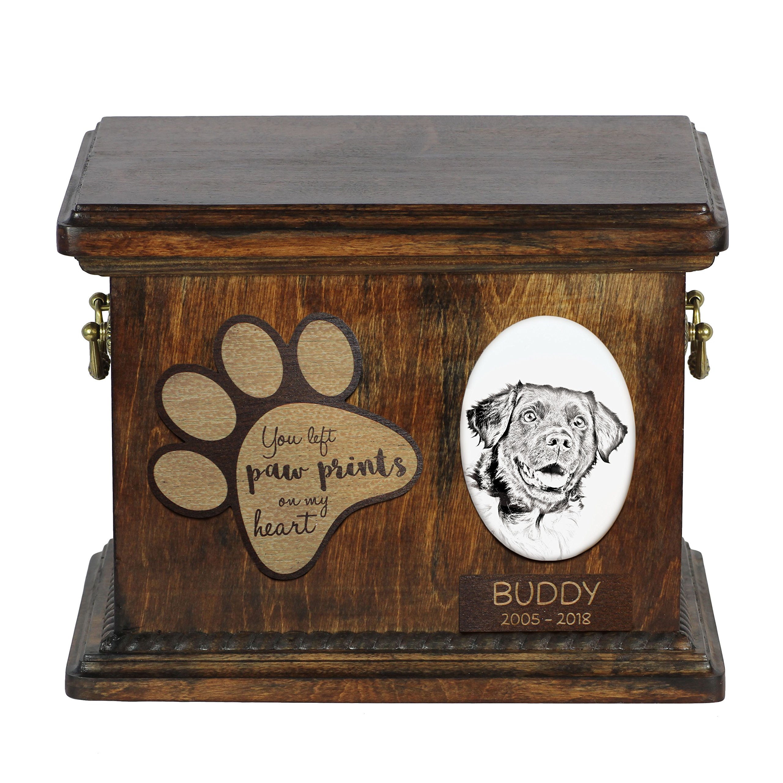 Urne pour cendres de chien Stabyhoun en bronze et céramique Art-Dog