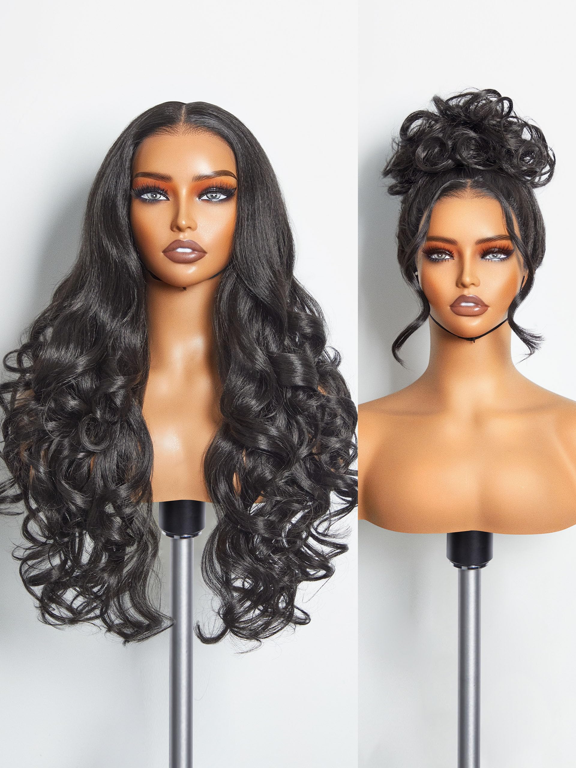 GORGIUS Glueless Natural Black Wavy Wigs HD Transparent Lace Front Wigs Put On Go Wigs Pre Plucked Crafted with Style-Archive Technology: Premium