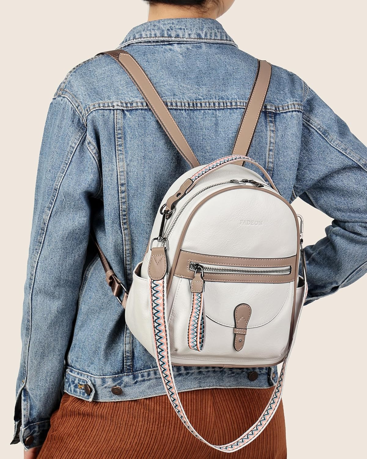 FADEON Mini Backpack Purse for Women, Designer Leather Cute Roomly Small Backpacks, Ladies Shoulder Backpack Fashion Handbag - Image 7