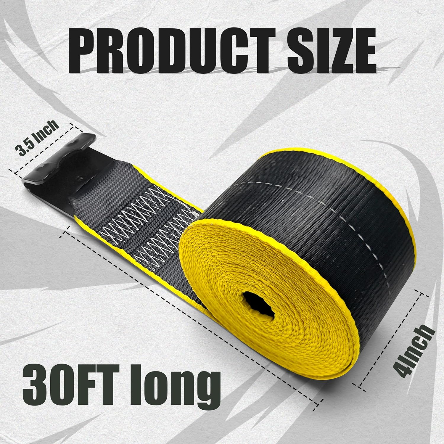 KJE 10 Pack Reflective 4 Inch Straps for Flatbed Trailer, 4" x 30' Black Heavy Duty Tie Down Truck Strap, WLL# 5,500 lbs w/Flat Hooks Winch Straps, Cargo Control for Flatbed Truck - Image 5