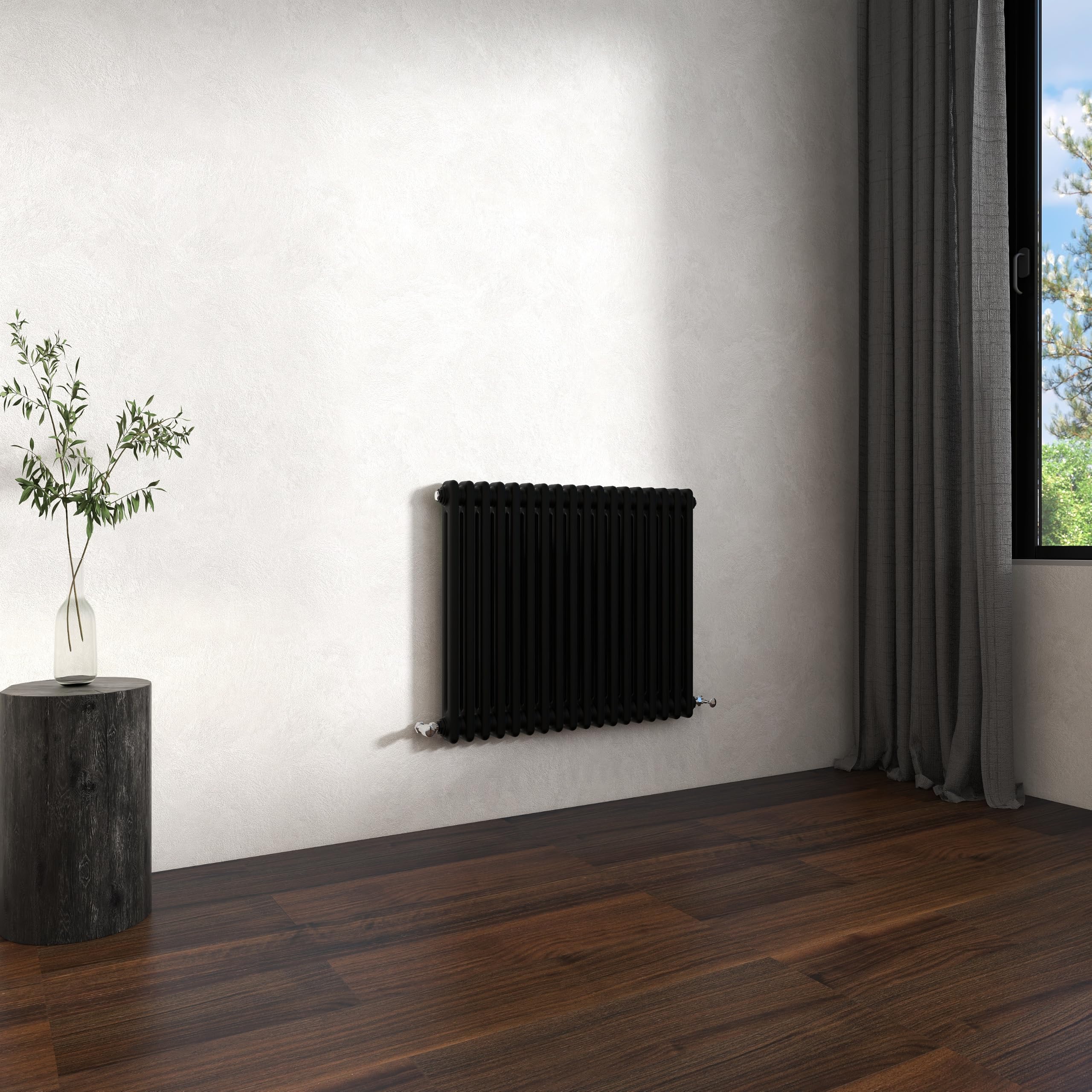 Traditional 2 Column Cast Iron Radiator 600x830mm Horizontal Black — image 1