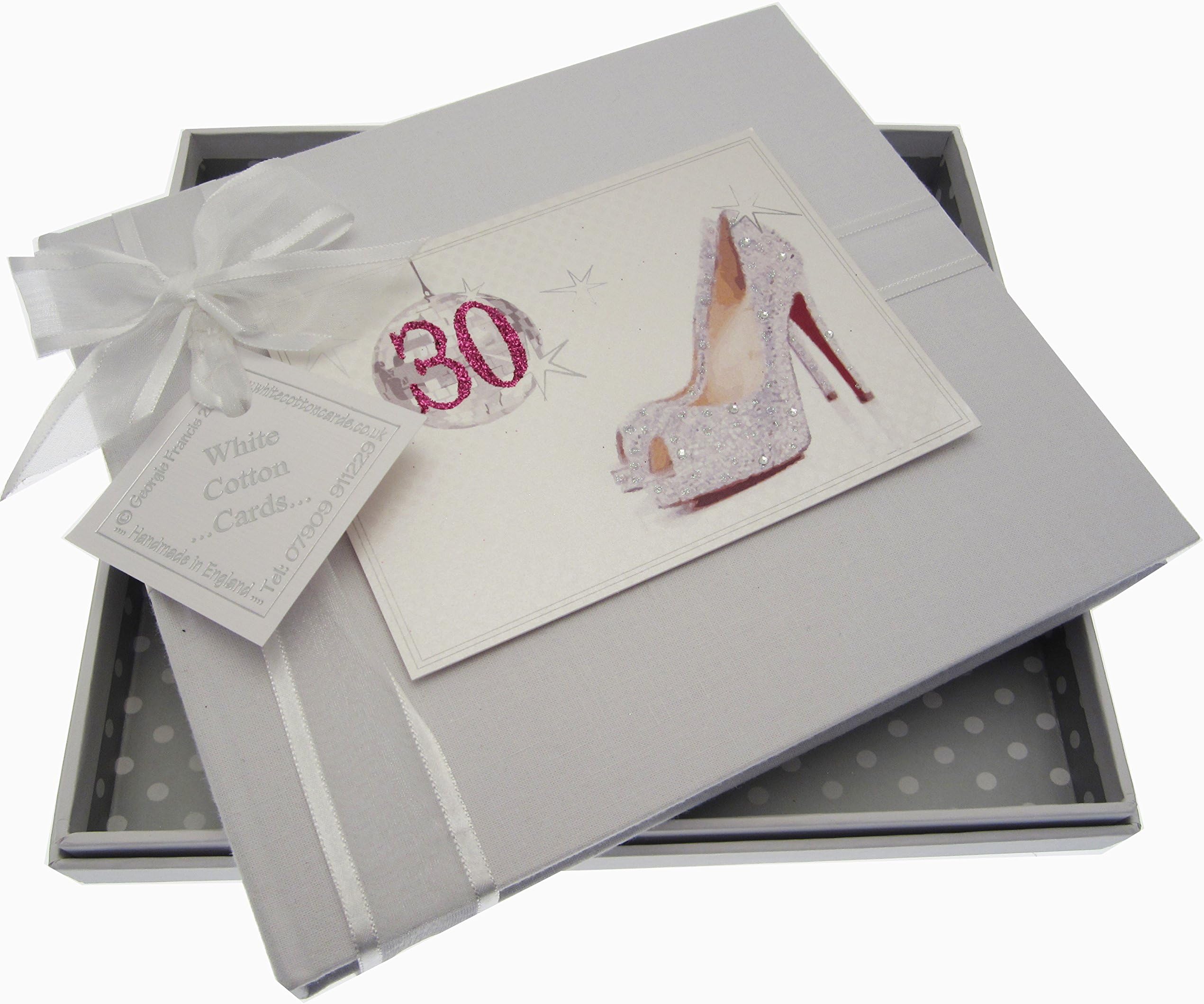 WHITE COTTON CARDSWhite Cotton Cards 30th Birthday Guest Book Glitter Ball and Shoes