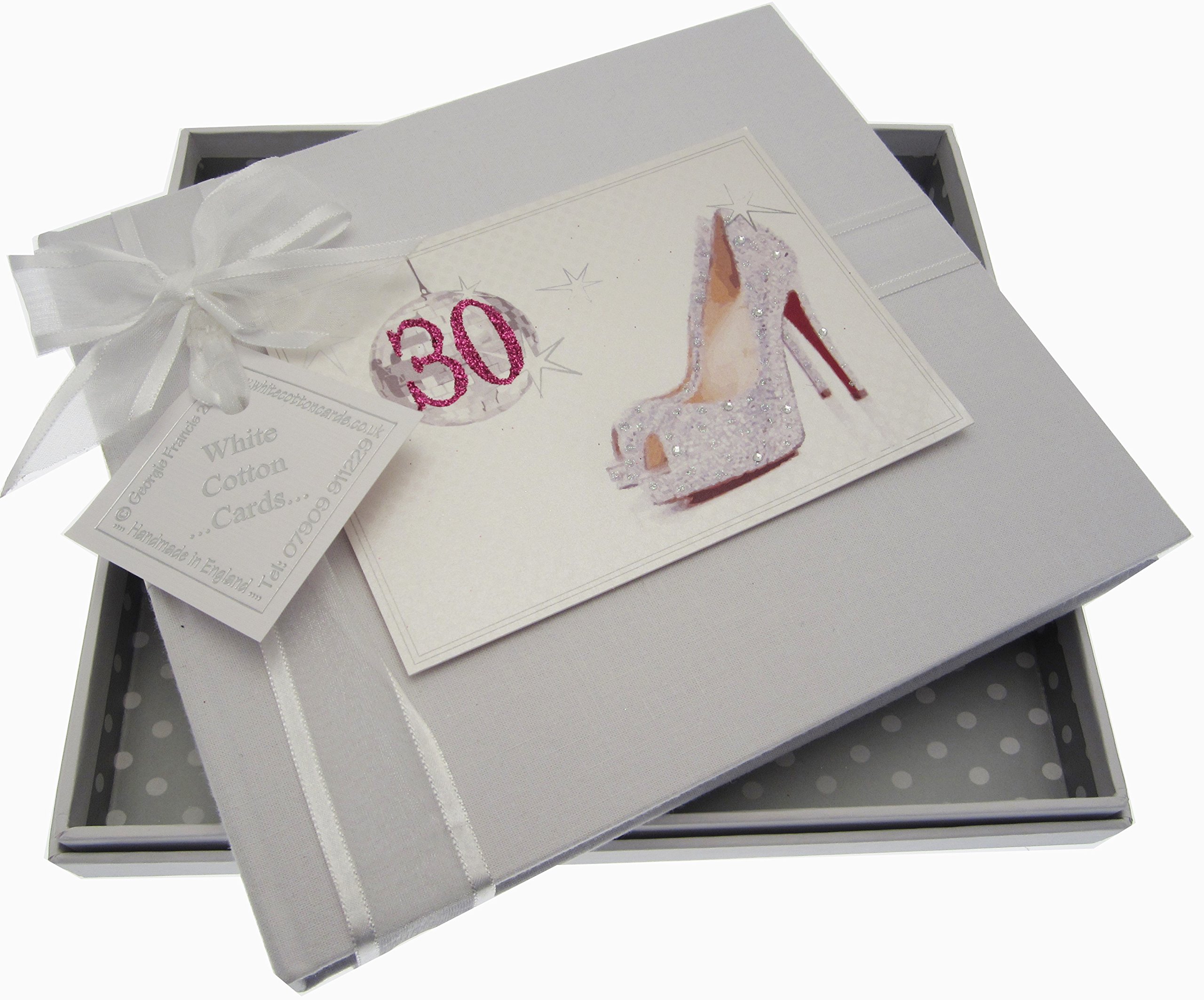 WHITE COTTON CARDSWhite Cotton Cards 30th Birthday Guest Book Glitter Ball and Shoes