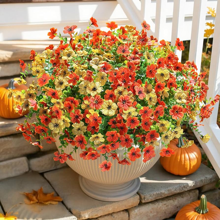 Amazon.com: HyeFlora Artificial Fall Flowers Faux Mums for Outdoor Amazon.com: HyeFlora Artificial Fall Flowers Faux Mums for Outdoor