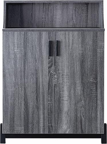 Miniatura 4 de HOMES Inside + Out Seiter - Armario moderno de madera con 5 estantes de 33 pulgadas para entrada, color gris envejecido