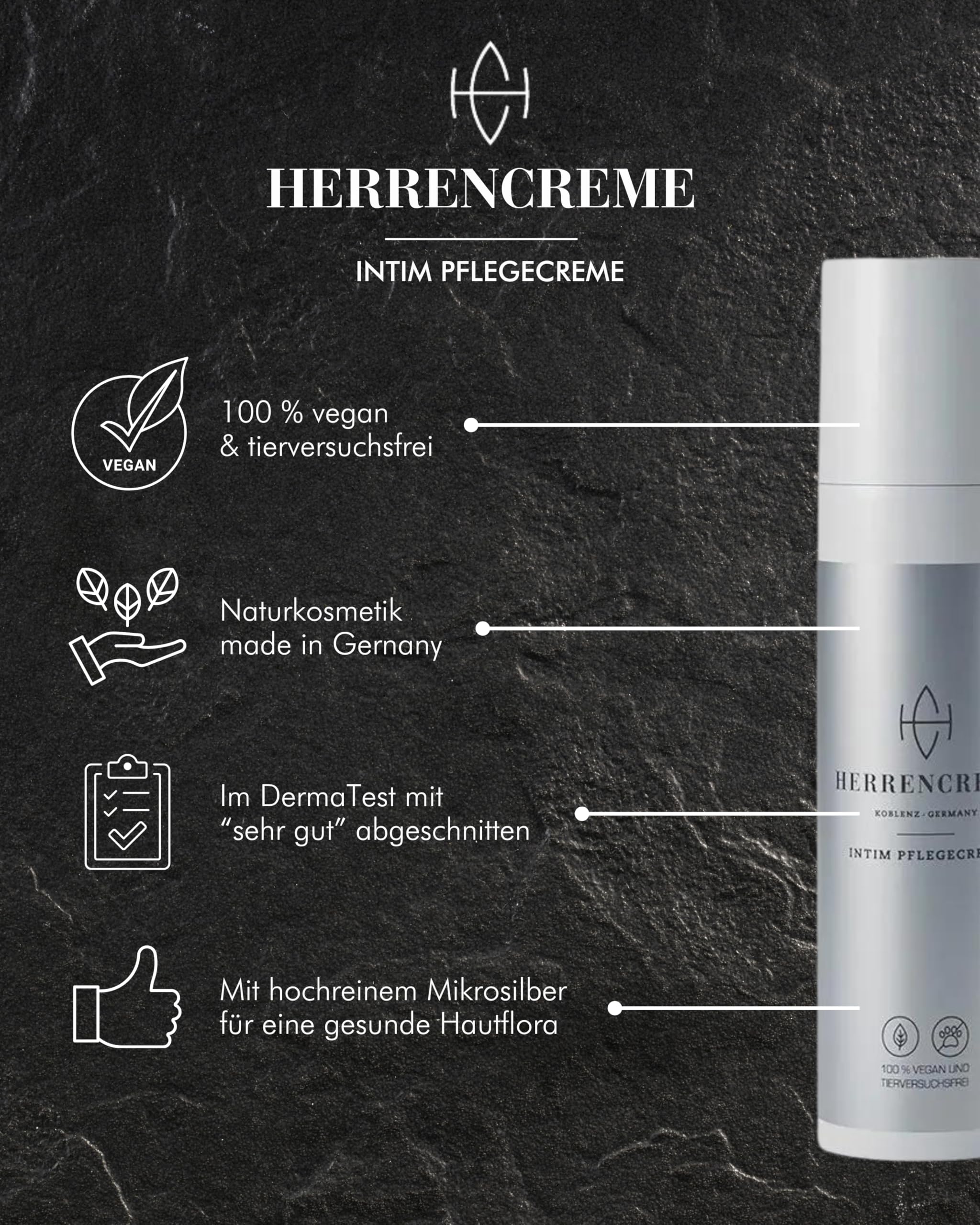 HERRENCREME Intim Pflegecreme für Männer 75 ml I Intimcreme mit Mikrosilber I Bei trockener & gereizter Haut I Intimpflege Männer vom Urologen entwickelt I vegan & dermatologisch getestet