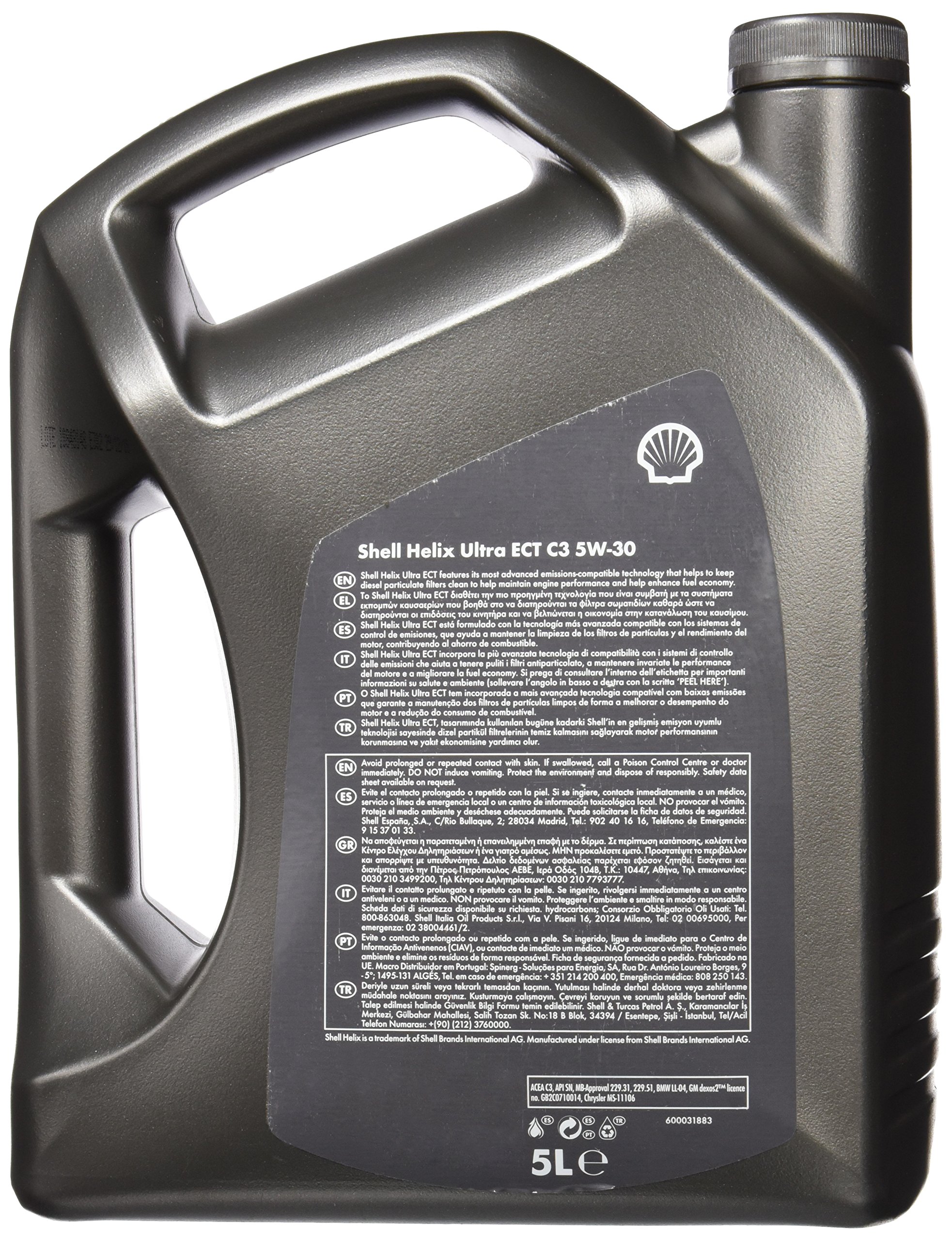 Shell 550042831 Helix Ultra ect 5W-30 Aceite de Motor, 5 l