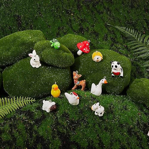 Miniatura 3 de WEWAYSMILE 30 dijes de resina lindos de animales, dijes de hongos, abeja, pato, vaca, ciervo, cisne, llavero, aretes, pulsera, manualidades, dijes