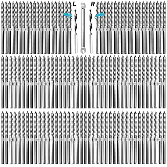 Steel DN Mate 120 Pack T316 Stainless Steel Left&Right Handed Thread Swage Lag Screws for Wood Post of 1/8