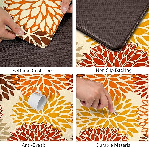 Miniatura 97 de Juego de 2 tapetes de cocina acolchados antifatiga, impermeables, antideslizantes, tapete de espuma viscoelástica, tapete cómodo para fregadero