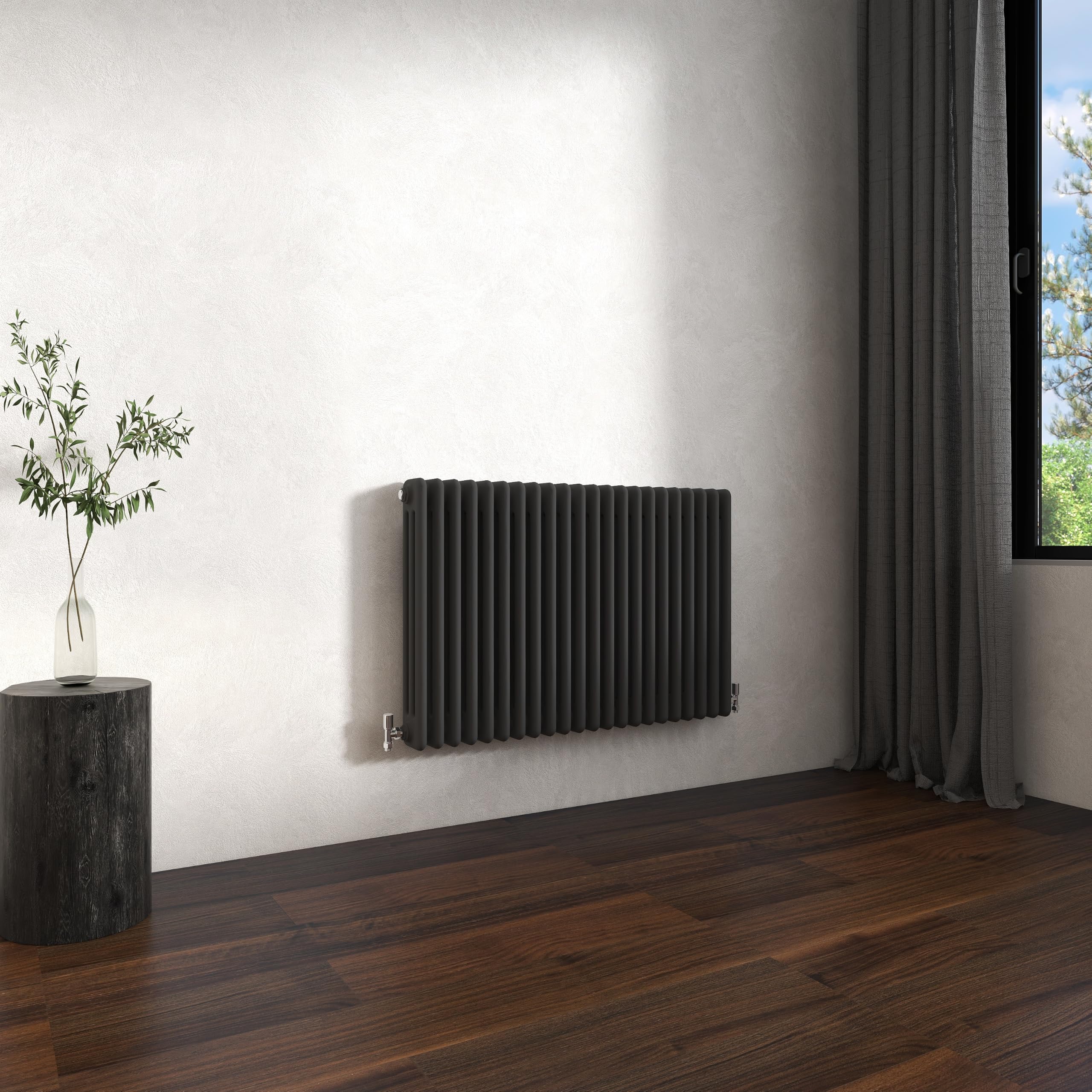Traditional 3 Column Cast Iron Radiator 600x1010mm Horizontal Anthracite