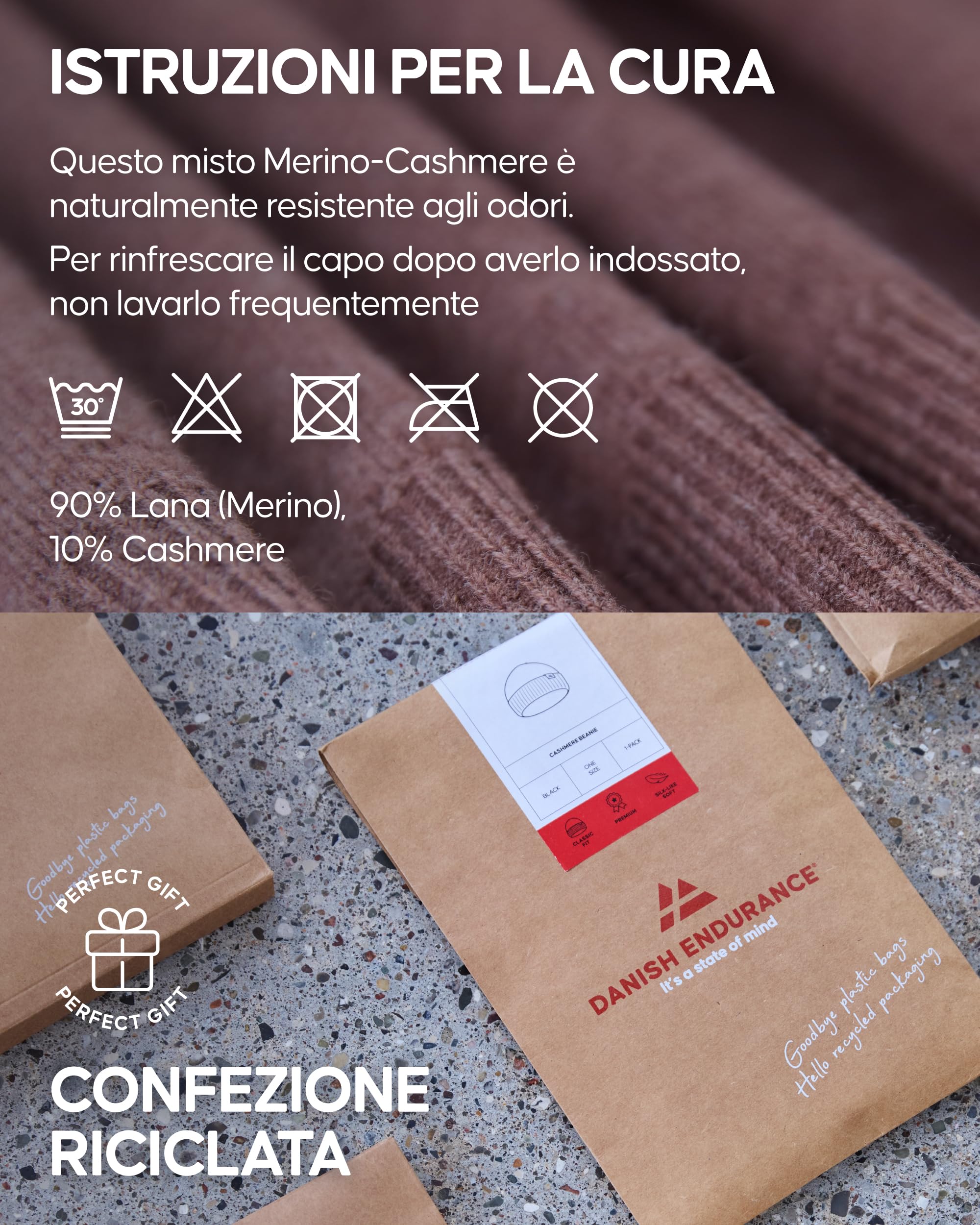 DANISH ENDURANCE Maglia Donna Maniche Lunghe, Maglione a Collo Alto Lana Merino e Cashmere, Dolcevita, Morbido e Traspirante