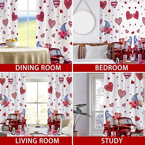 Miniatura 6 de Cortinas para el día de San Valentín para sala de estar, decoración de San Valentín rosa y rojo para ventana de la habitación del hogar, cortinas
