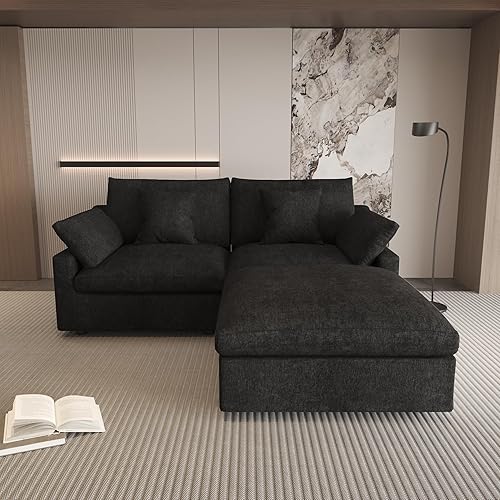 Miniatura 108 de WJShome - Sofá seccional modular en forma de nube para sala de estar, sofá de 160" con relleno de plumón en forma de U con otomano, sofás