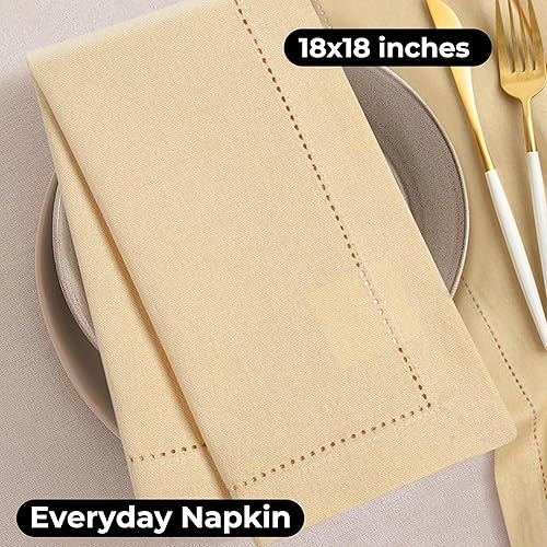 Miniatura 58 de Servilletas de lino y algodón de 18 x 18 pulgadas natural con vainica, servilletas de boda, servilletas de cóctel, servilletas de tela, servilletas