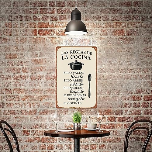 Miniatura 7 de Cartel de aluminio de las reglas de la cocina de las reglas de cocina 8x12 pulgadas para decoración de sala de estar, dormitorio, baño