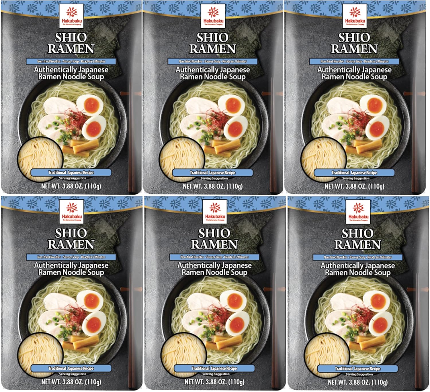 Hakubaku Authentic Japanese Ramen Noodles (Variety, 6 PACK)