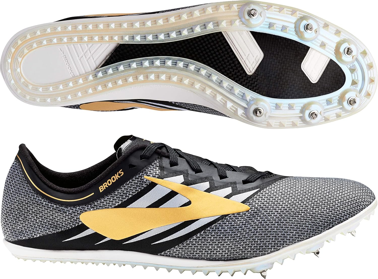 Brooks ELMN8 v4 Spike Shoe - Unisex Track Black/Gold/White