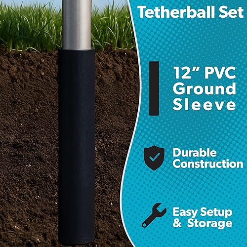 Miniatura 8 de Park &amp; Sun Sports - Juego de tetherball permanente para exteriores con accesorios