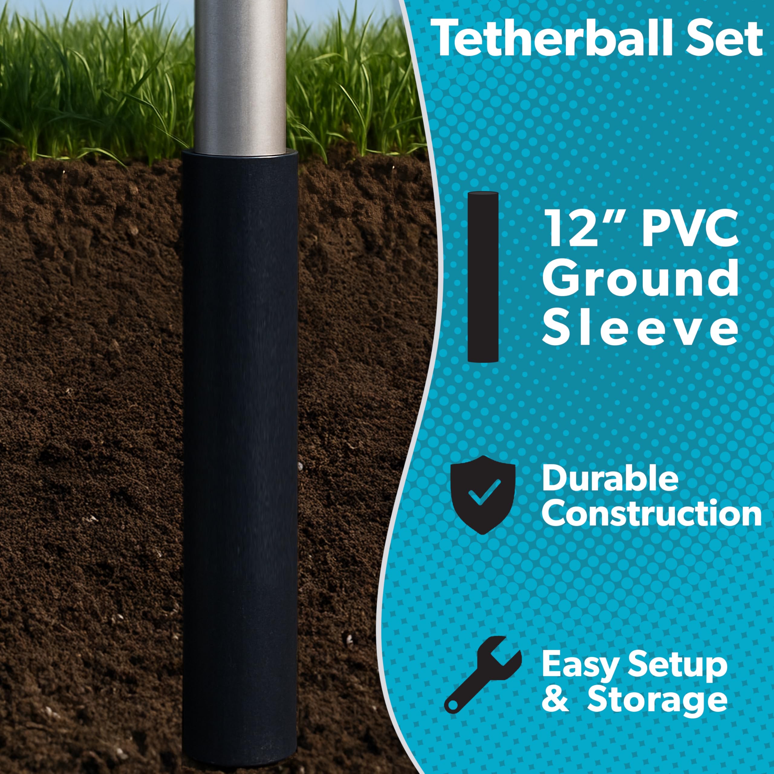 Park & Sun Sports Permanent Outdoor Tetherball Set mit Zubehör